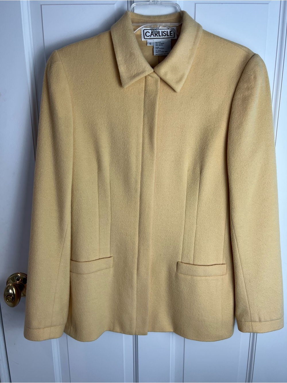 Carlisle Women's Light Yellow Wool-Blend Blazer/Jacket
